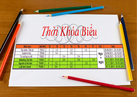 Thời khóa biểu học kỳ I, khóa 25